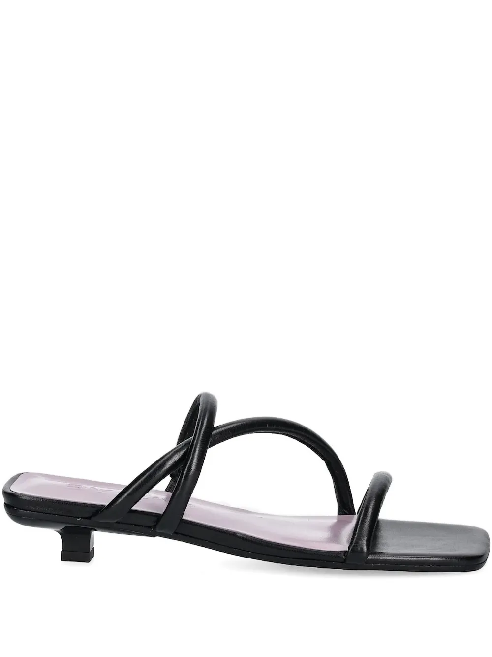 BY FAR 35mm leather-wrapped kitten-heel slides Black