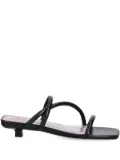 BY FAR 35mm leather-wrapped kitten-heel slides - Black