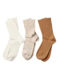 RoToTo organic cotton ribbed socks (pack of three) - Neutrals