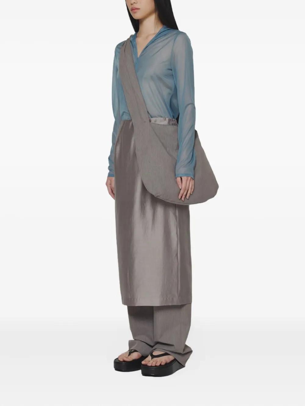 Amomento Midi-rok met detail Grijs