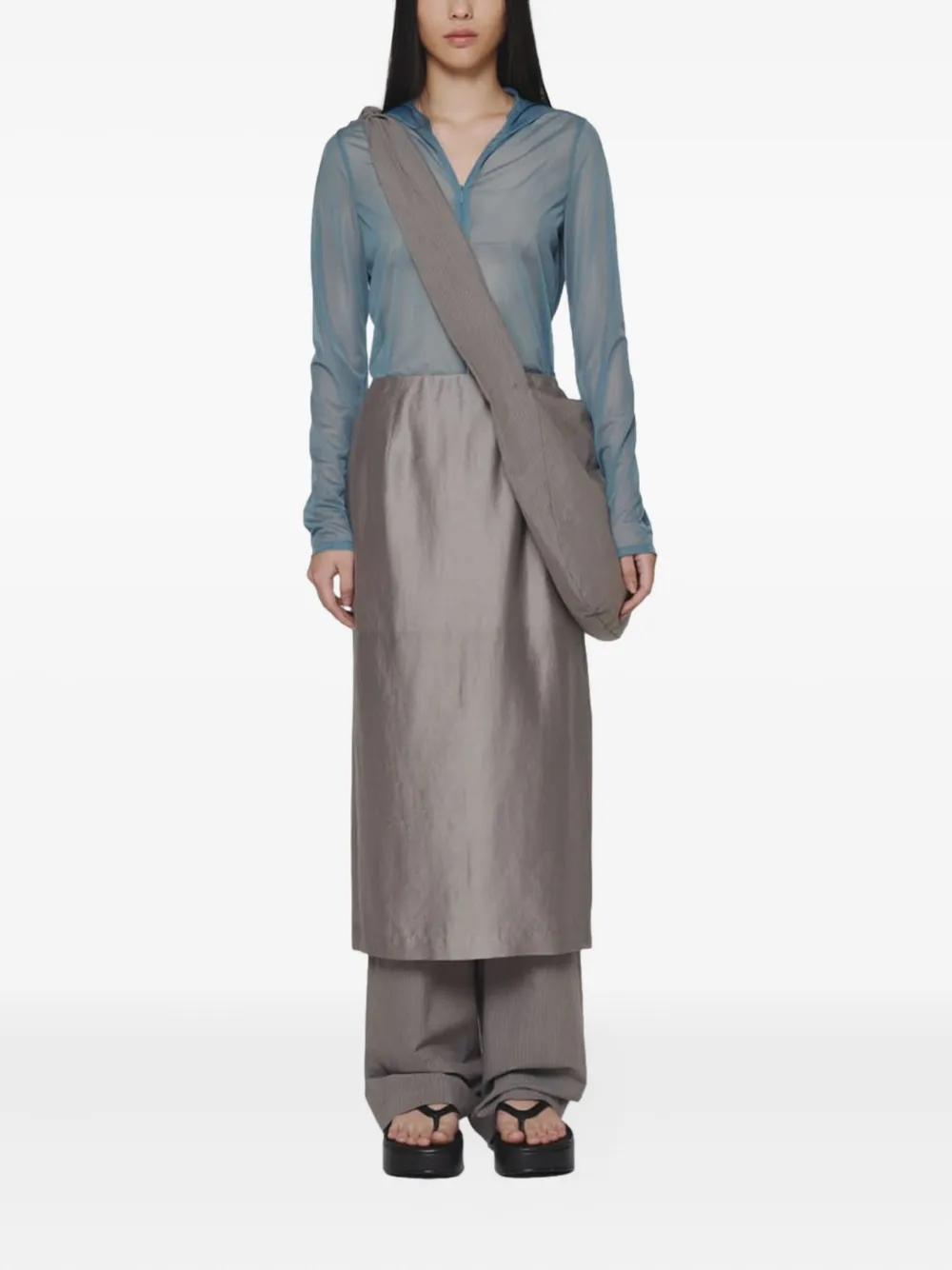 Amomento Midi-rok met detail Grijs