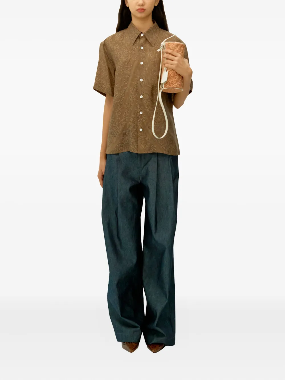 UMBER POSTPAST Shirt met korte mouwen en verf-effect - Bruin