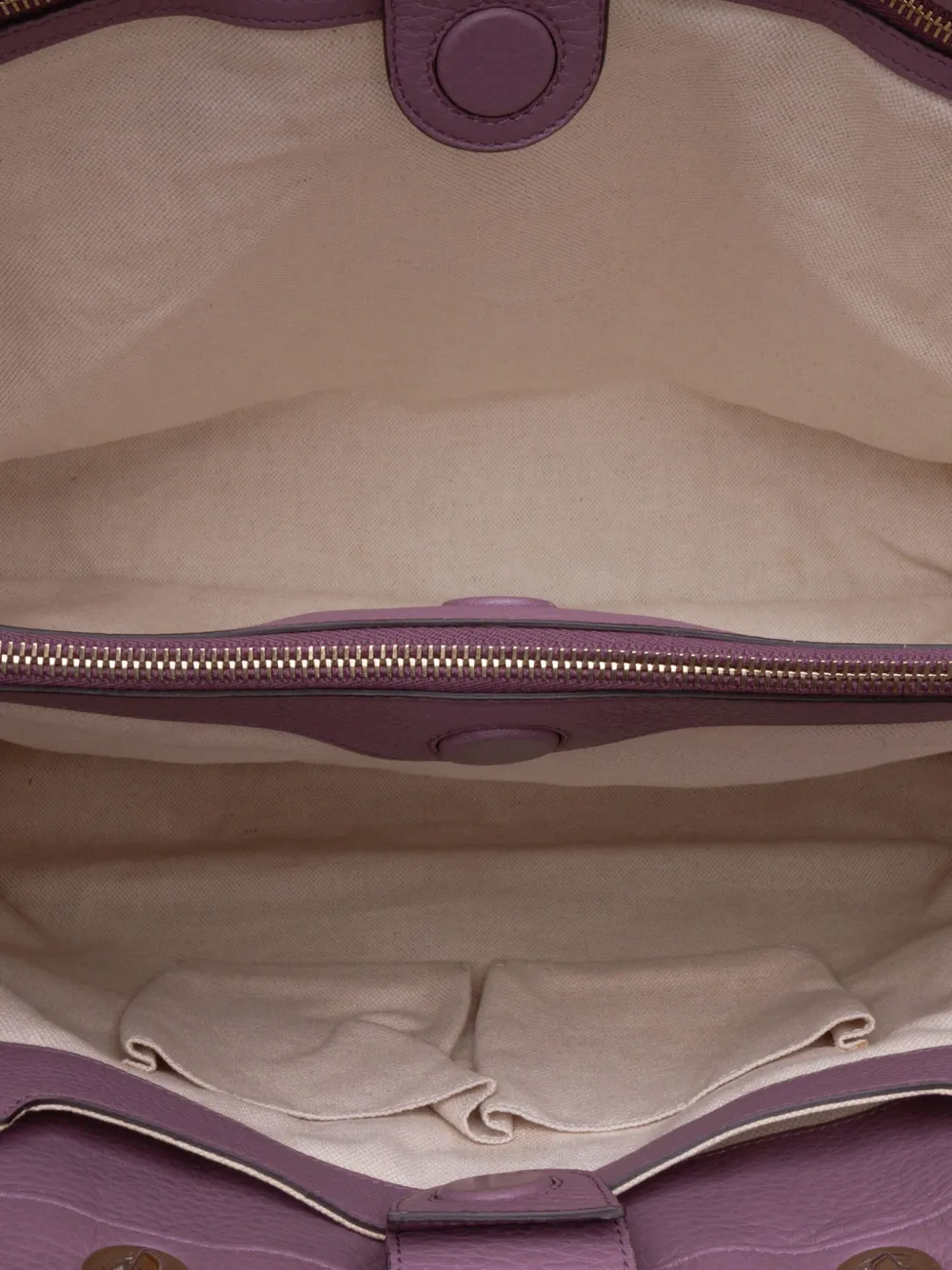 Pre-owned Gucci 2000-2015 Large Calfskin Bamboo Shopper Satchel In Purple