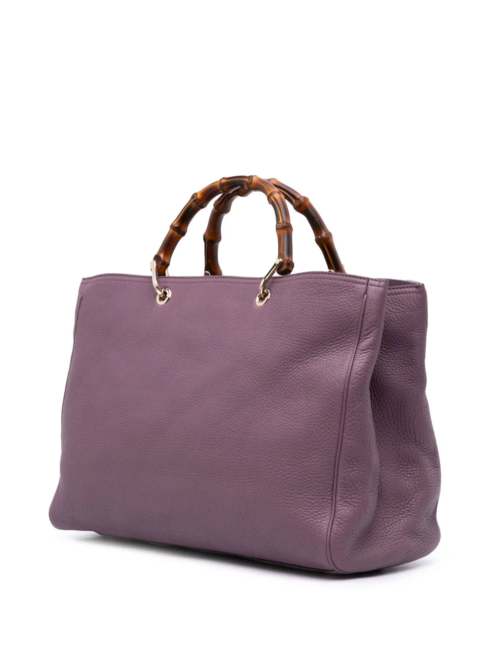Pre-owned Gucci 2000-2015 Large Calfskin Bamboo Shopper Satchel In Purple