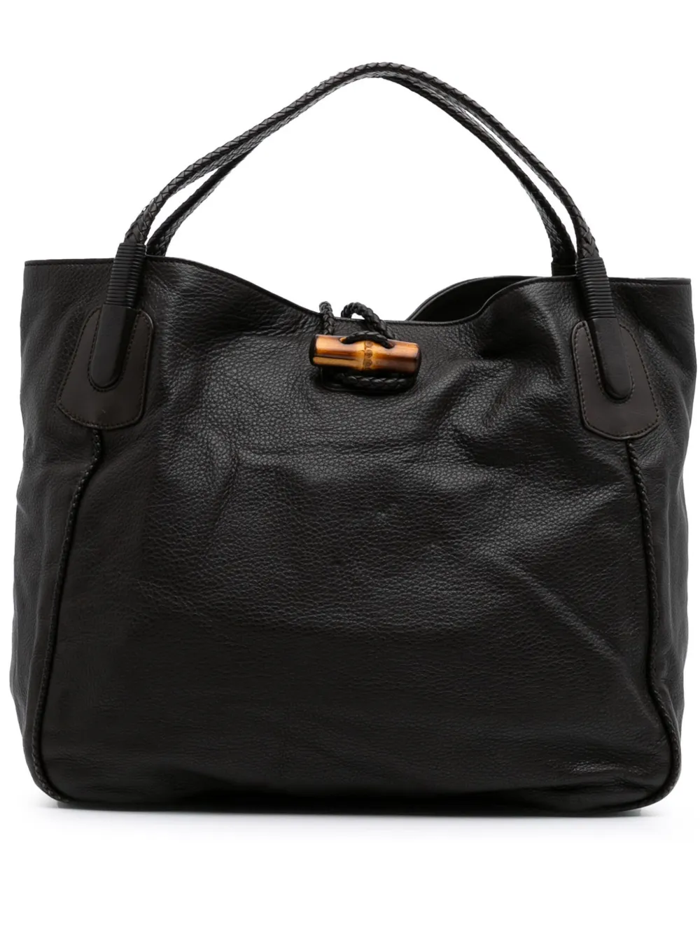 Gucci Pre-Owned 2016-2024 Large Pebbled Deerskin Bamboo Hip tote bag | Brown | Image 1
