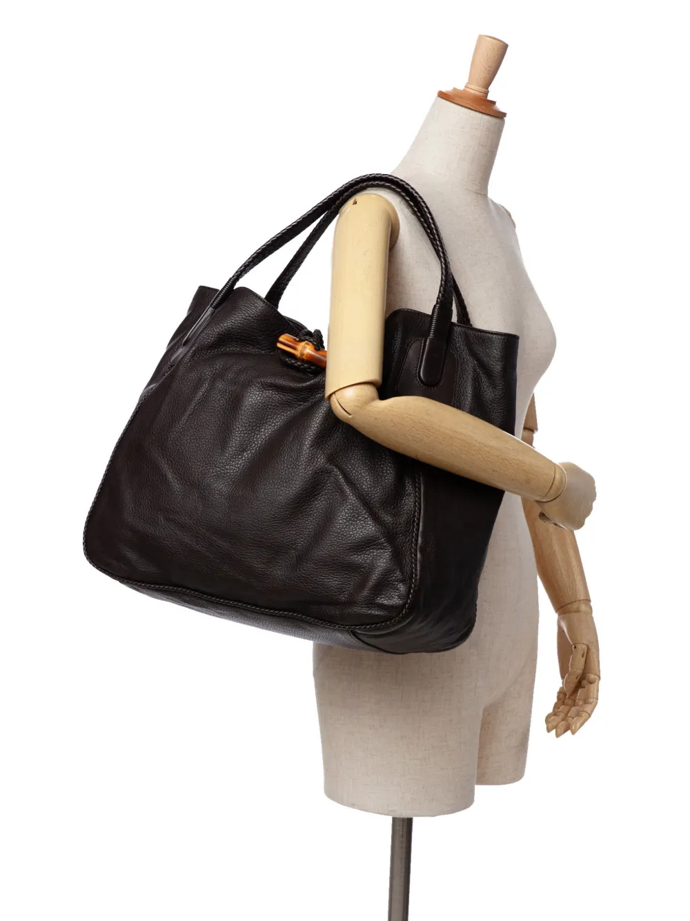 Gucci Pre-Owned 2016-2024 Large Pebbled Deerskin Bamboo Hip tote bag | Pre-Owned | Image 2