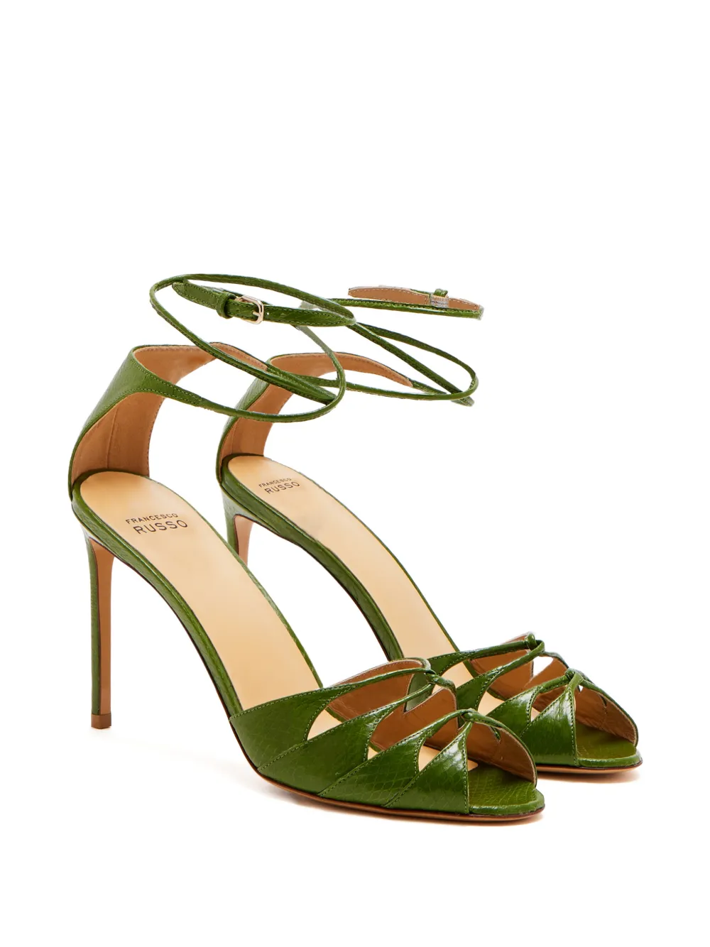 Francesco Russo 95mm Risioi5 cut-out stiletto sandals Groen