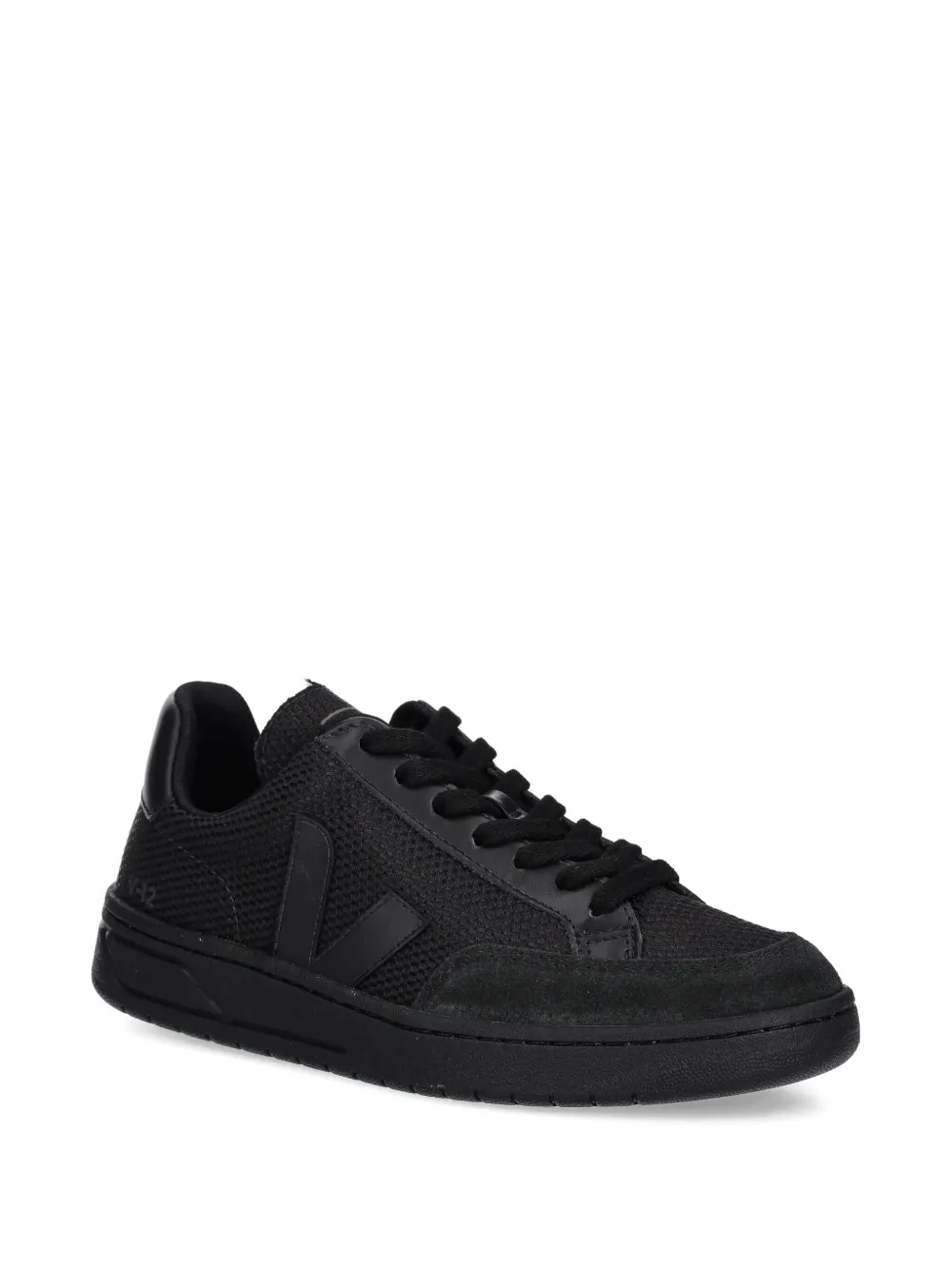 VEJA V-12 mesh-panel suede trainers Black