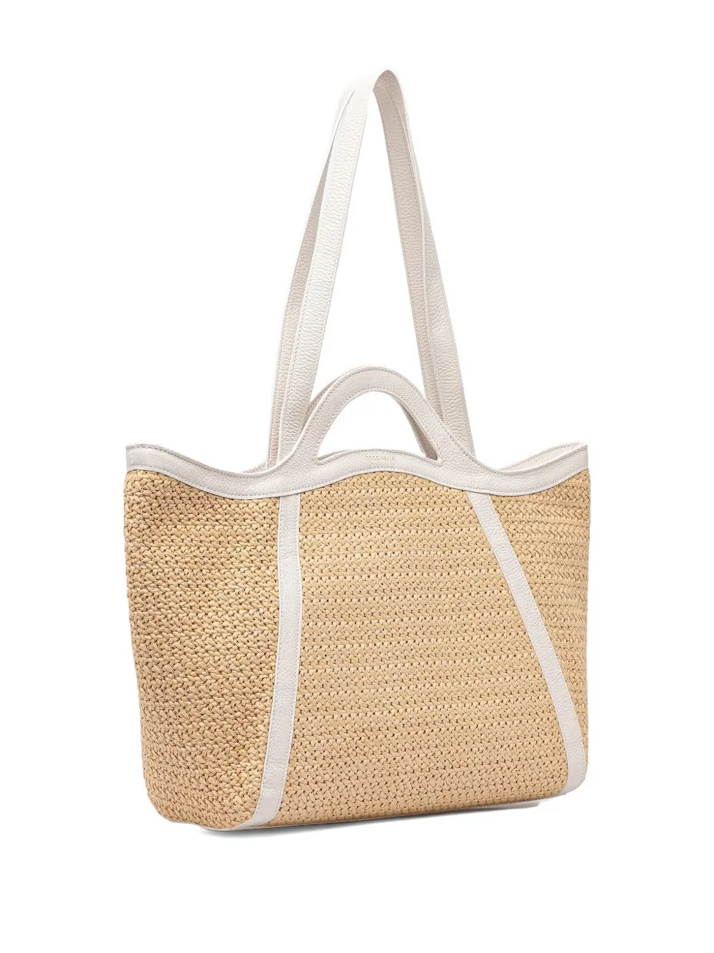 Coccinelle Geweven shopper met leren afwerking Beige