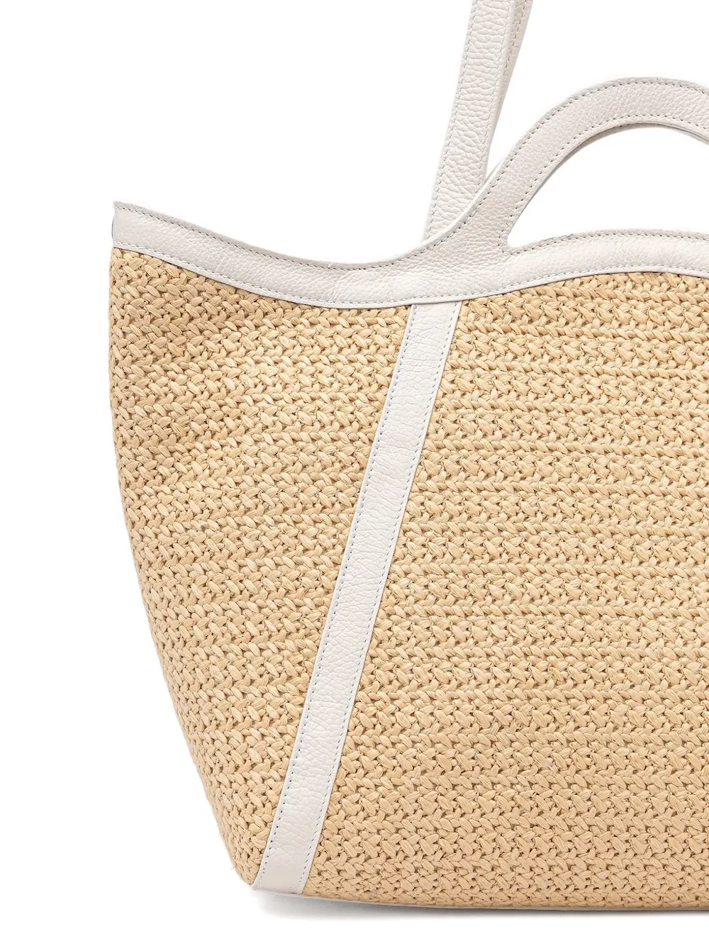 Coccinelle woven leather-trimmed tote bag - Beige
