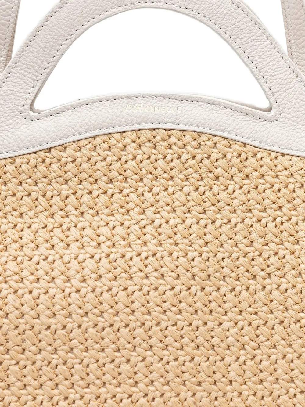Coccinelle Geweven shopper met leren afwerking Beige