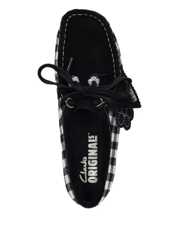 Clarks Originals gingham-check flower-embellished Loafers Black  FARFETCH PH