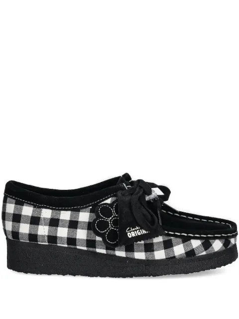 Clarks Originals gingham-check flower-embellished loafers