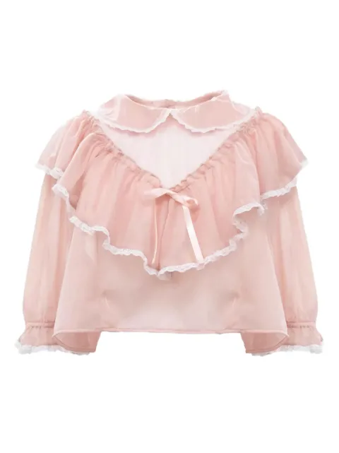Jenny Fax ruffled lace-trimmed blouse