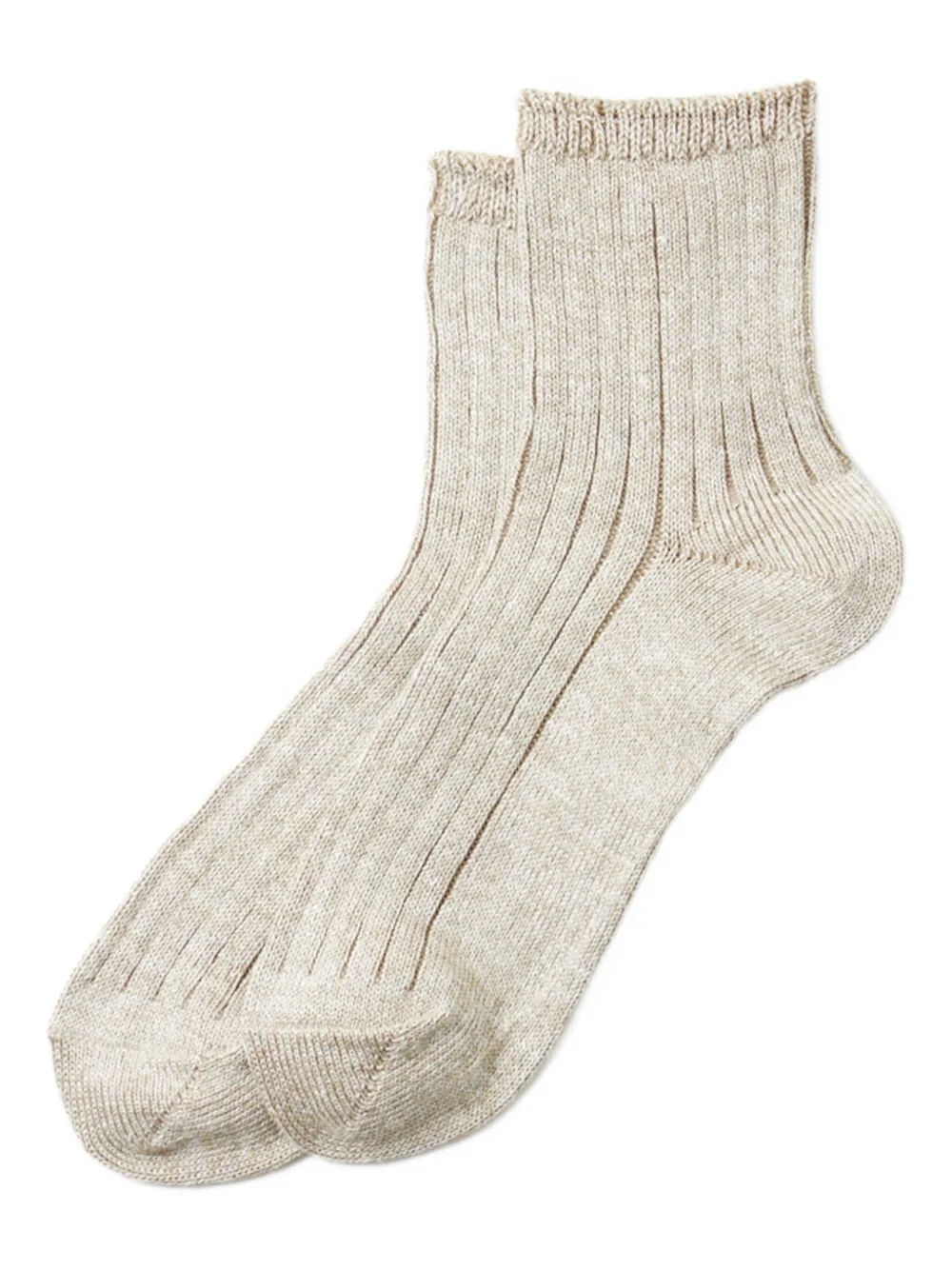 RoToTo Geribbelde enkelsokken Beige