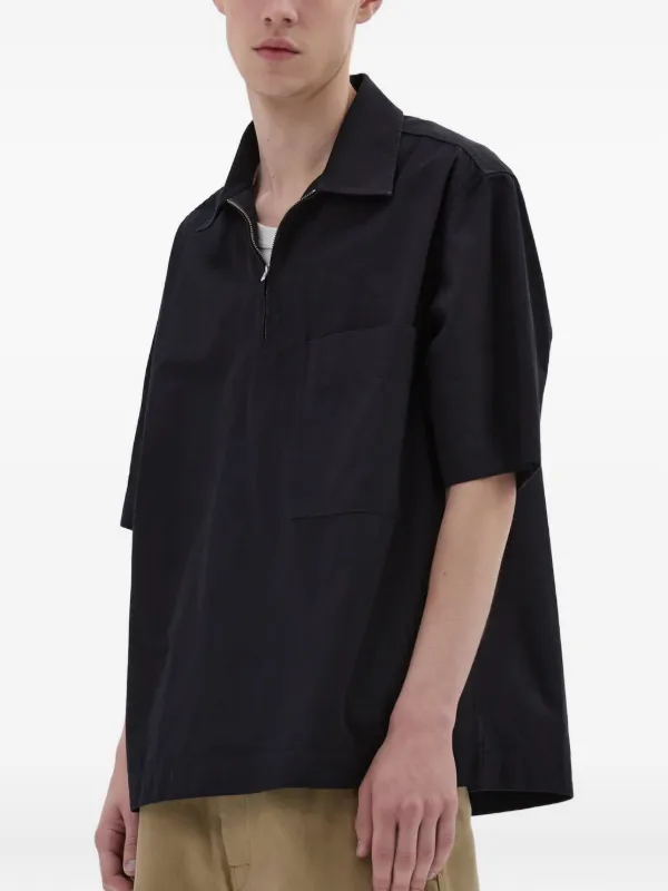 Mhl By Margaret Howell Camisa Com Zíper Parcial | Preto | FARFETCH BR