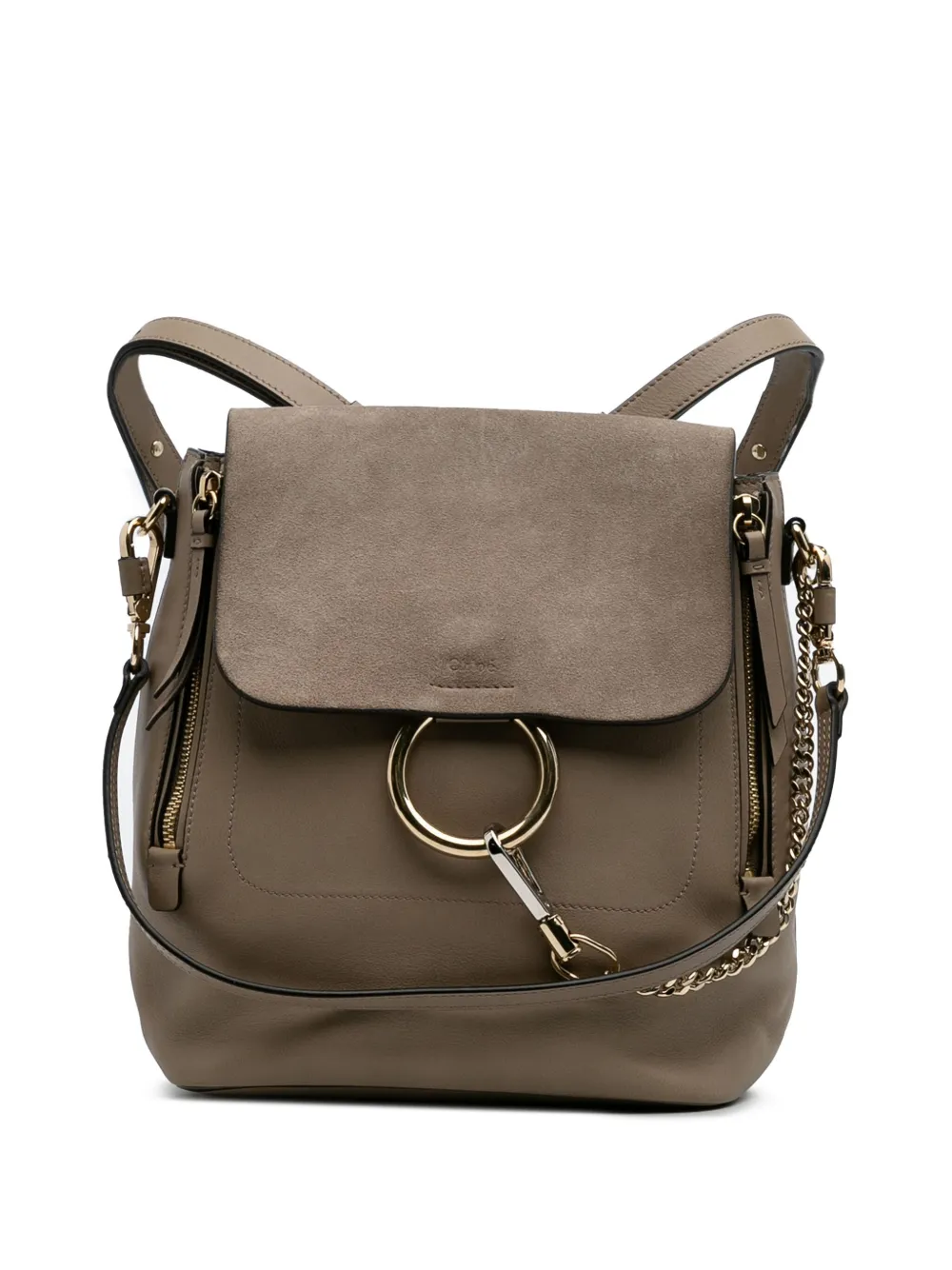 Chloé Pre-Owned 2017 Medium Calfskin and Suede Faye backpack | Brown | Image 1