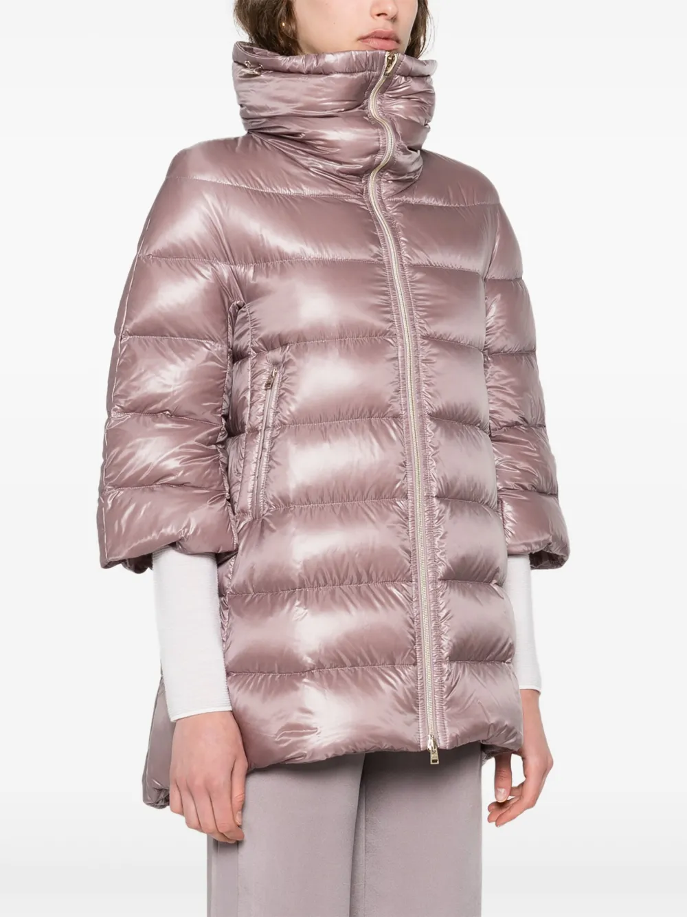 Herno Gewatteerd jack met cropped mouwen Roze