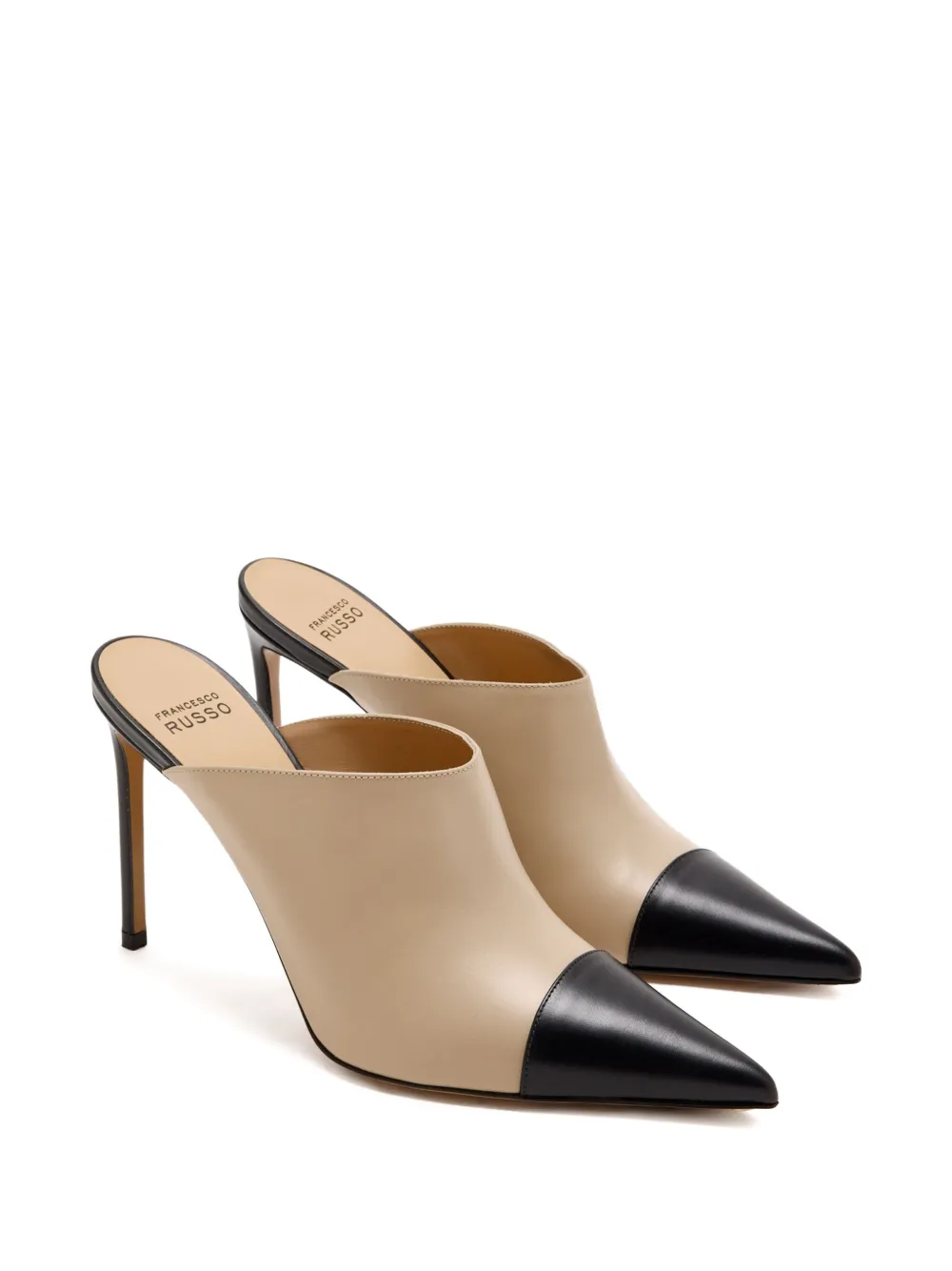 Francesco Russo 105mm Pointed-toe Stiletto Mules In Neutral