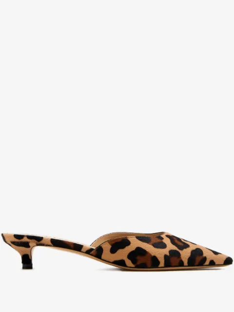 Francesco Russo 25mm leopard-print kitten-heel mules