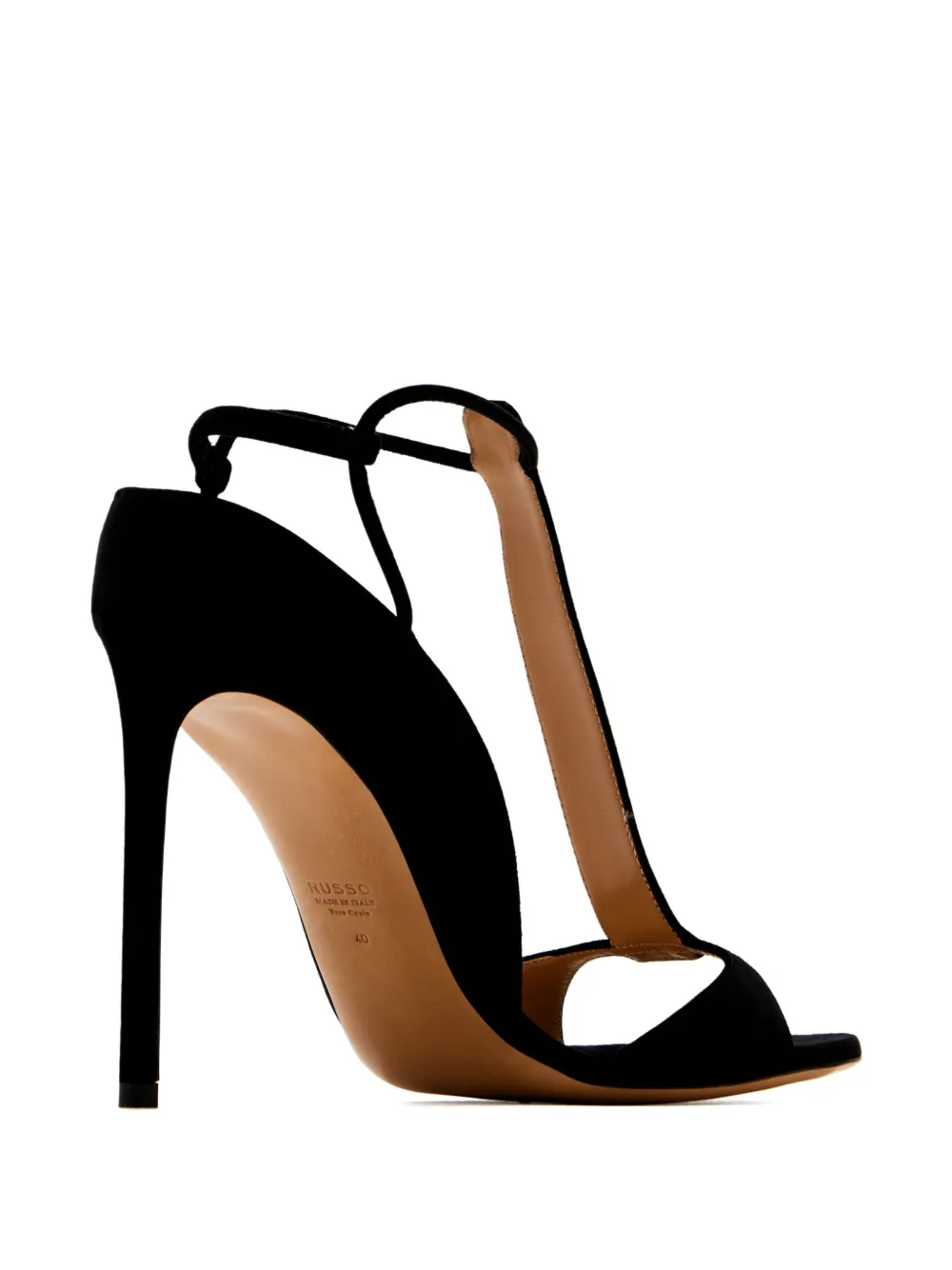 Francesco Russo 105mm T-bar Stiletto Sandals In Black