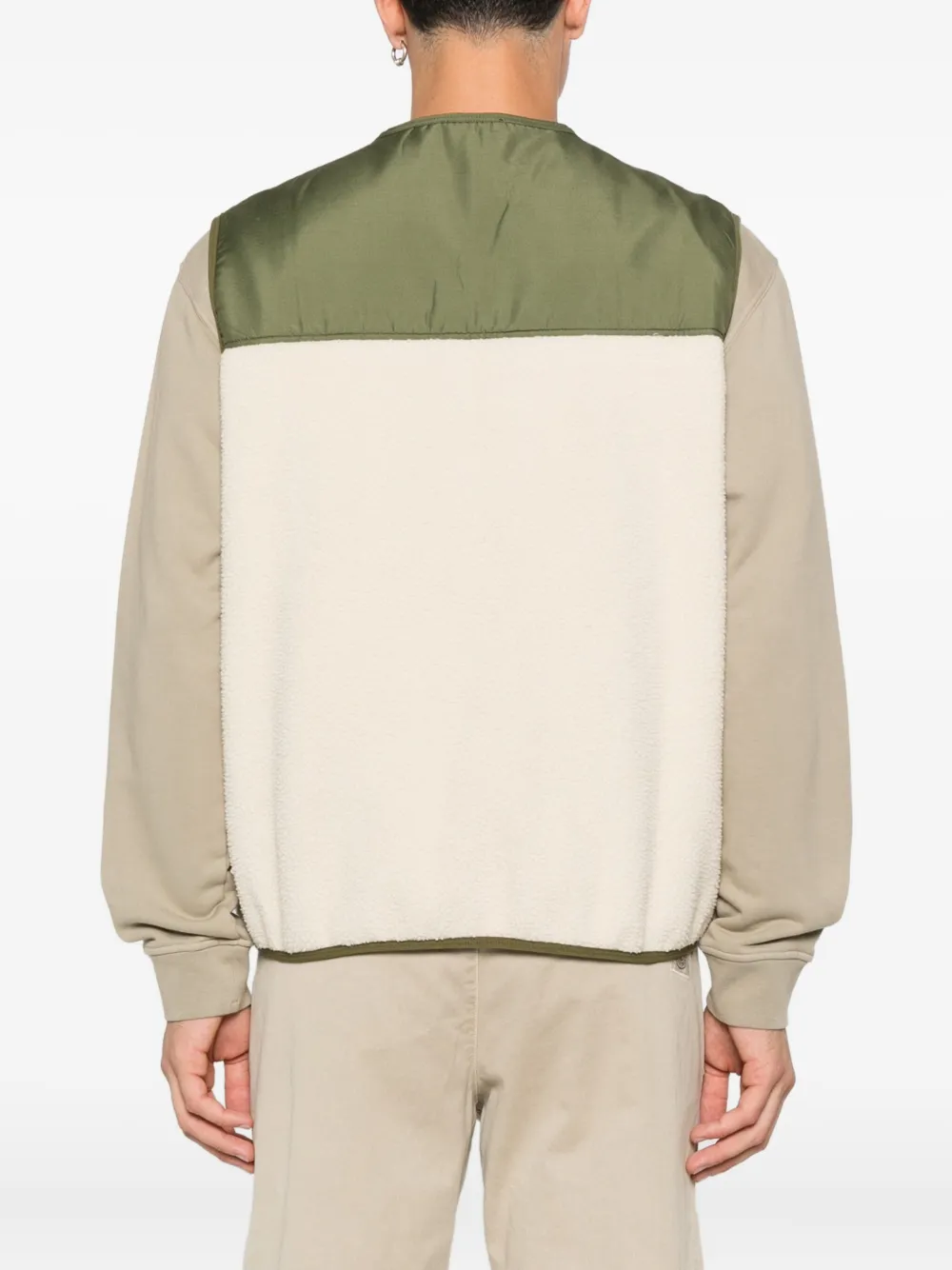 A.P.C. fleece-paneled zip-up vest Beige