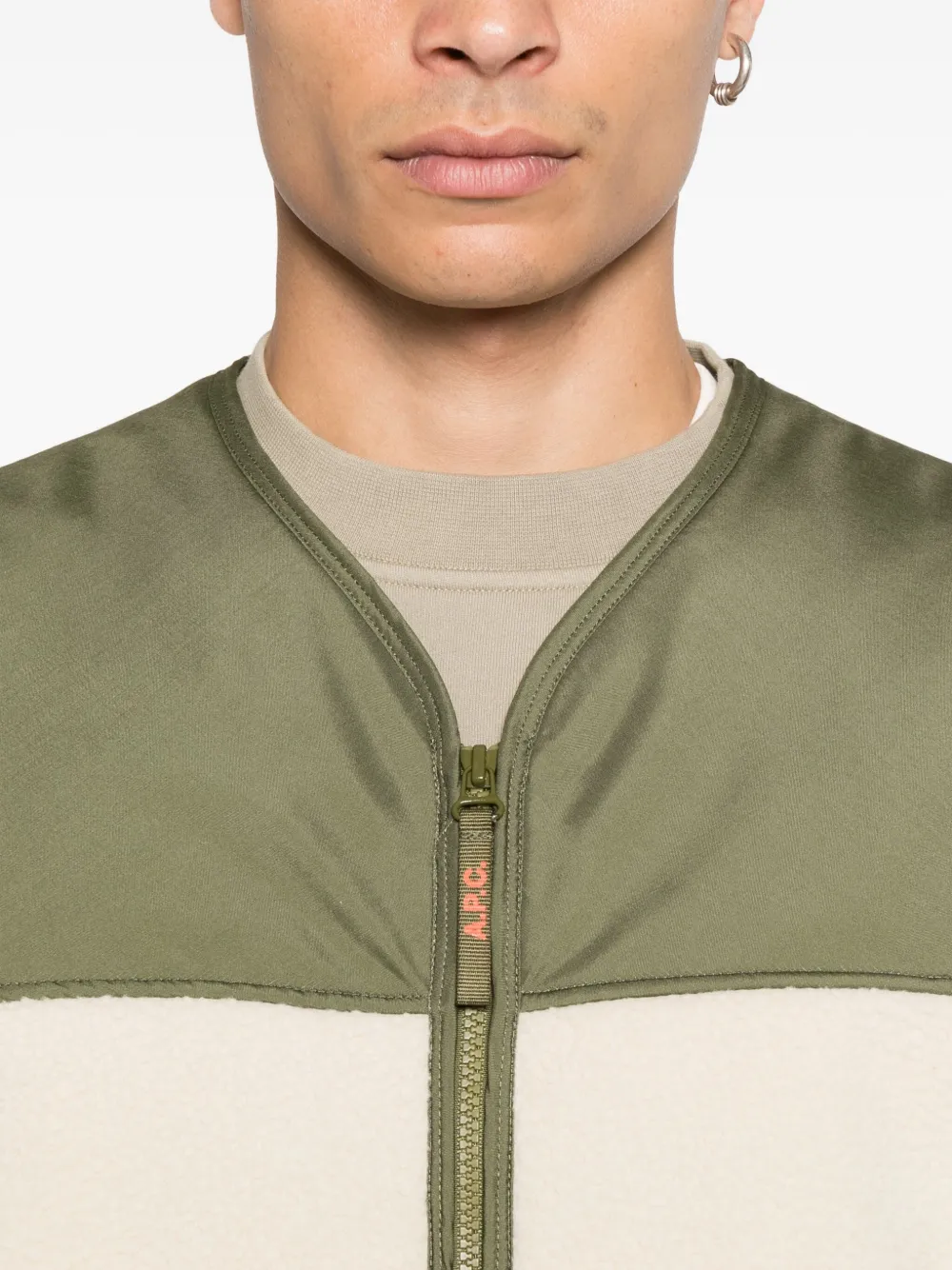 A.P.C. fleece-paneled zip-up vest Beige