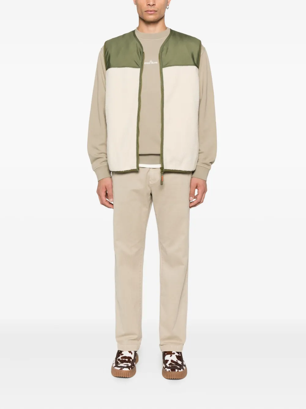 A.P.C. fleece-paneled zip-up vest Beige