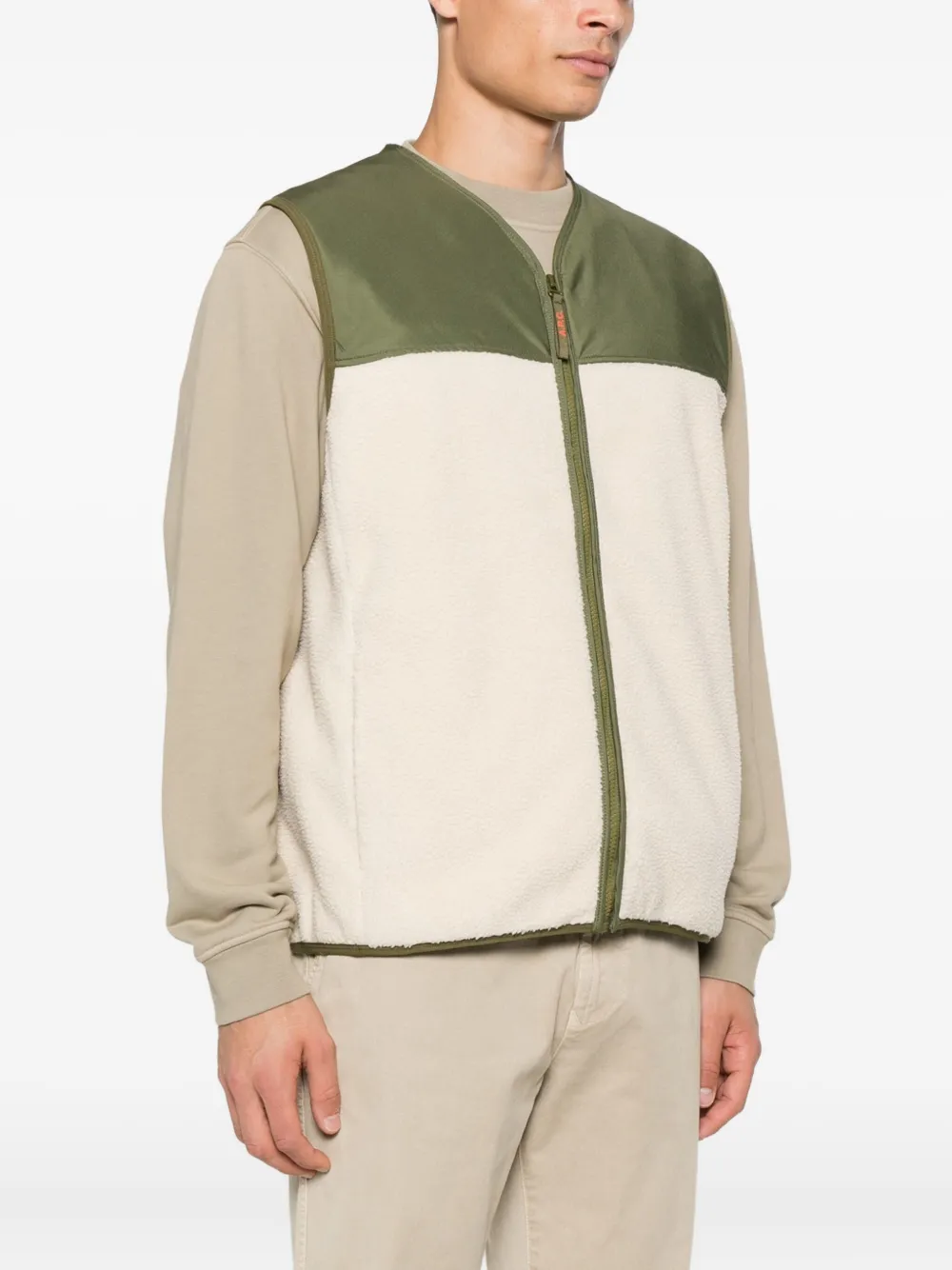 A.P.C. fleece-paneled zip-up vest Beige