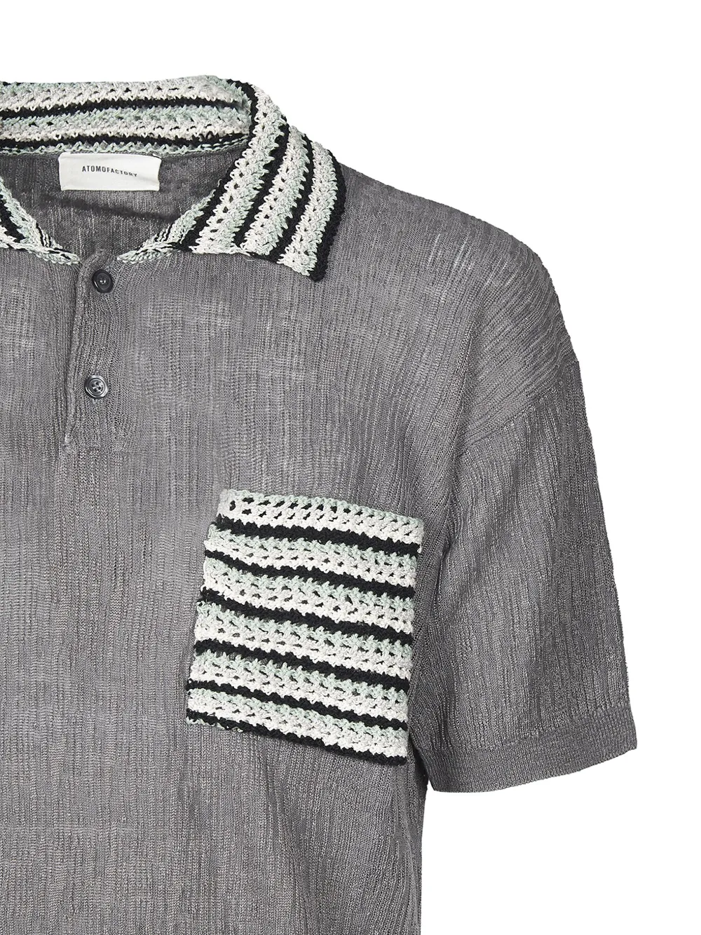 Atomo factory striped collar polo shirt - Grijs