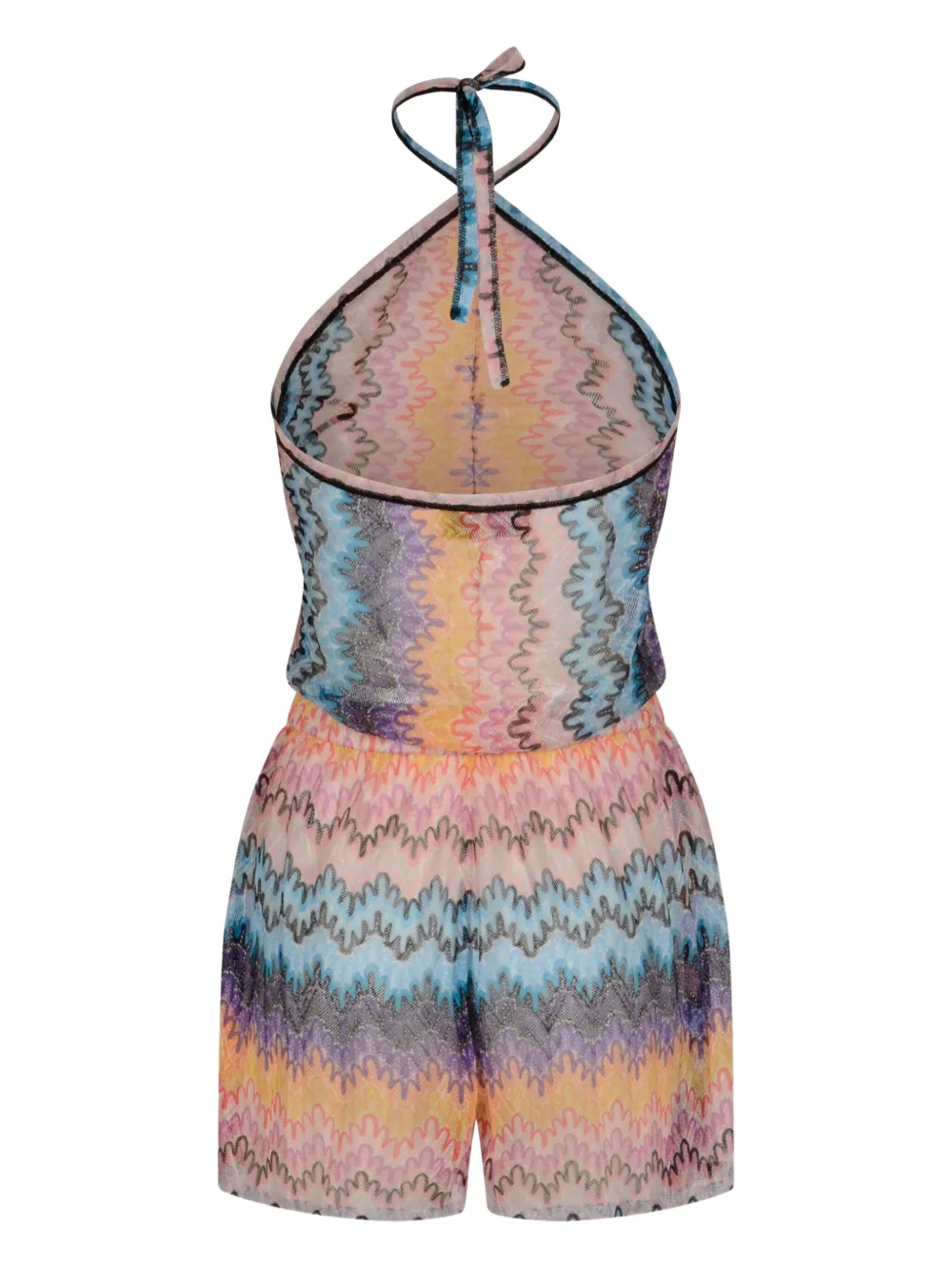 Missoni Zigzag-intarsia Fine-knit Playsuit In Multi