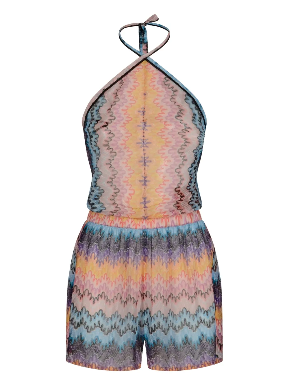 Missoni Zigzag-intarsia Fine-knit Playsuit In Multi