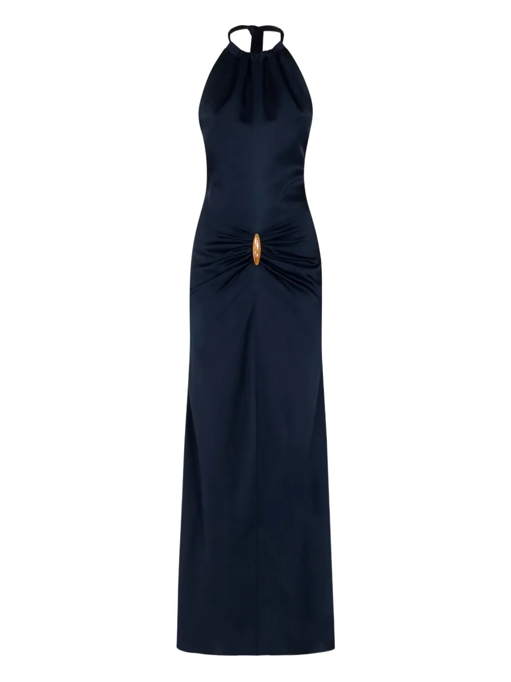 halter-neck draped gown