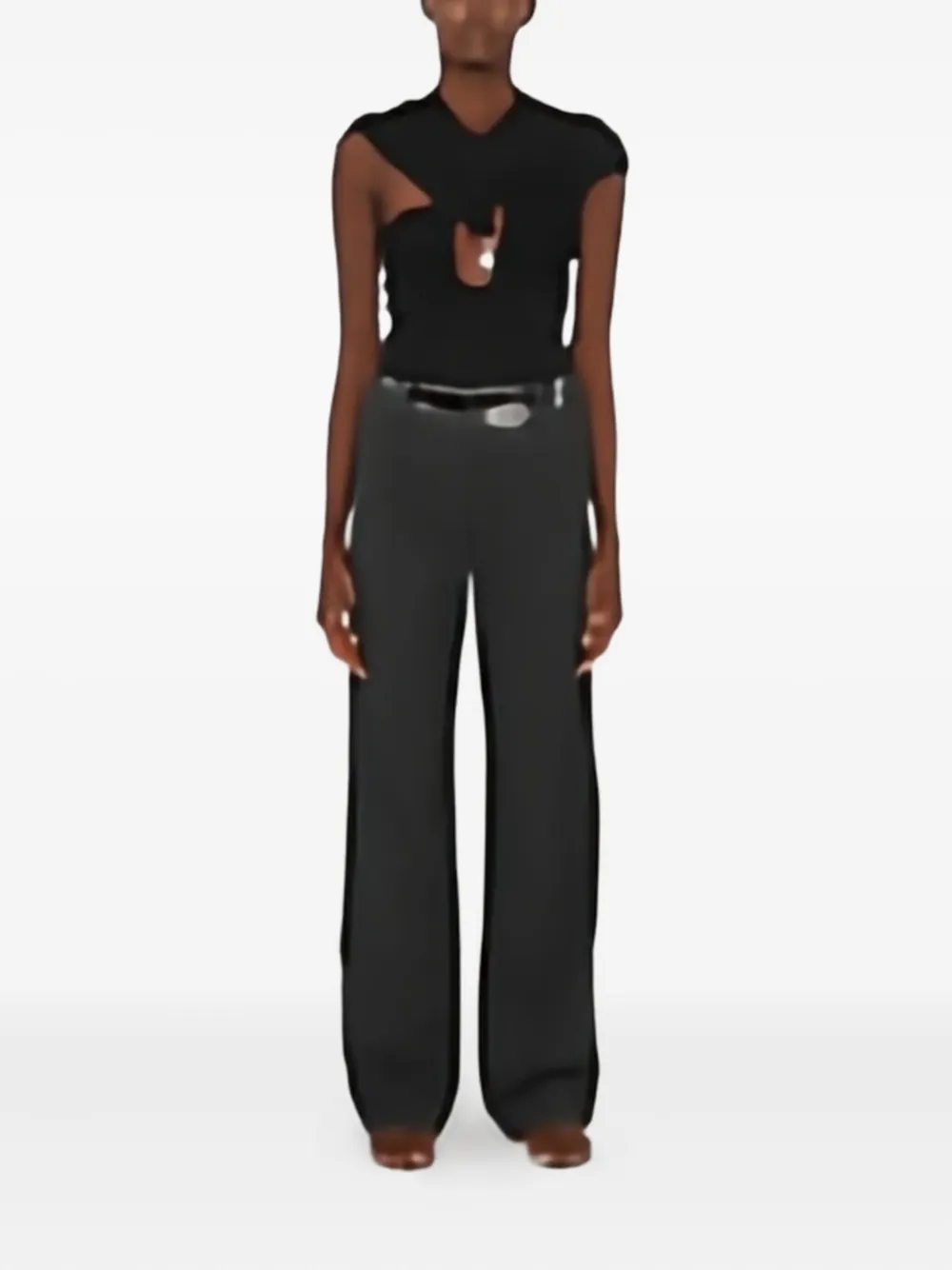 Christopher Esber cut-out ribbed top Zwart