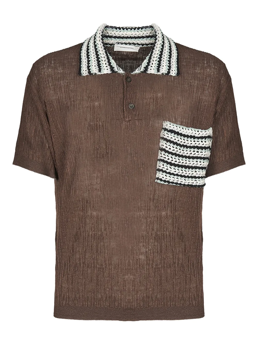 atomo factory crochet-trim polo shirt - ブラウン atomo factory crochet-trim polo shirt - ブラウン