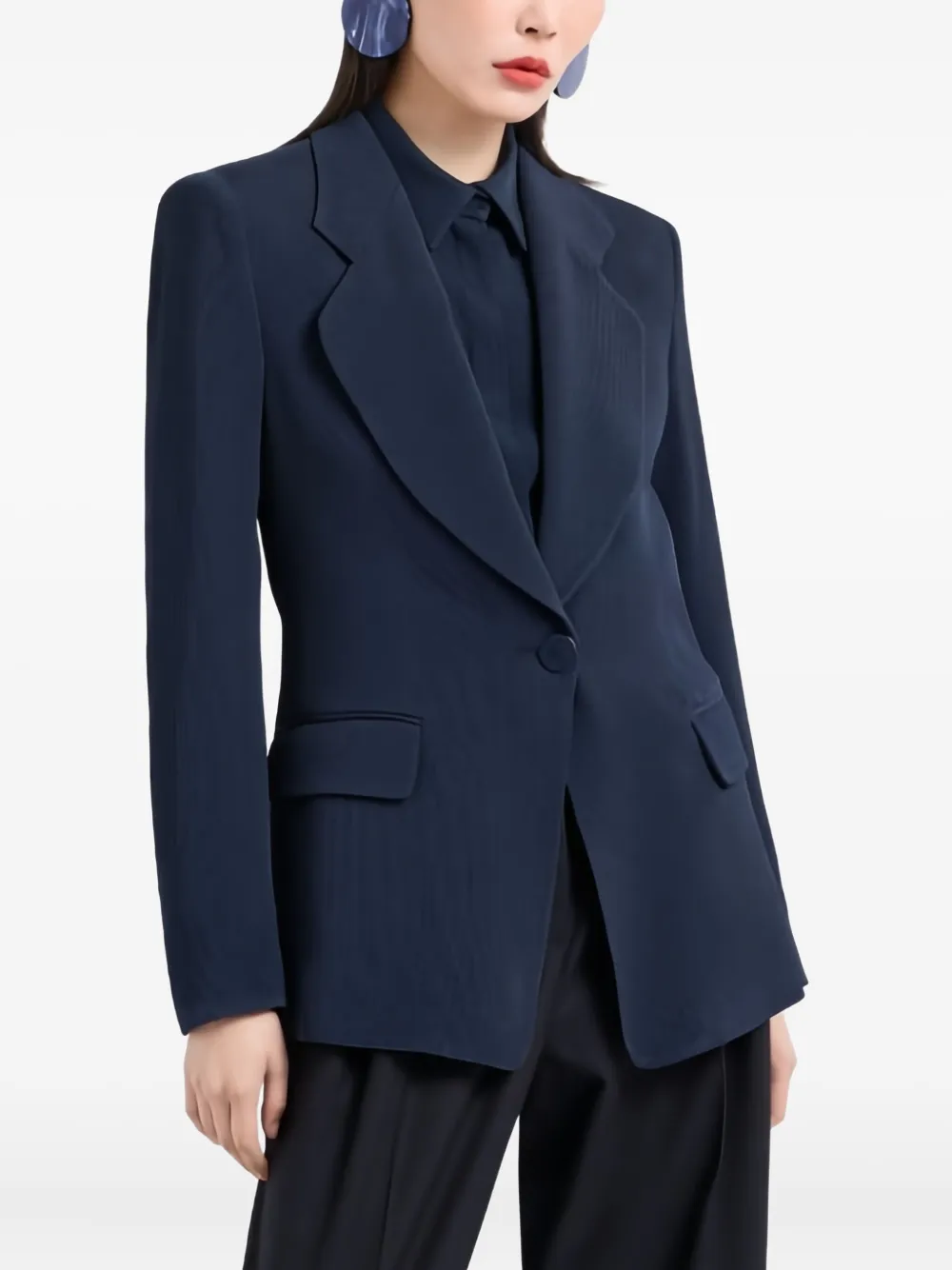 Emporio Armani Single-button Notched-lapel Jacket In Blue