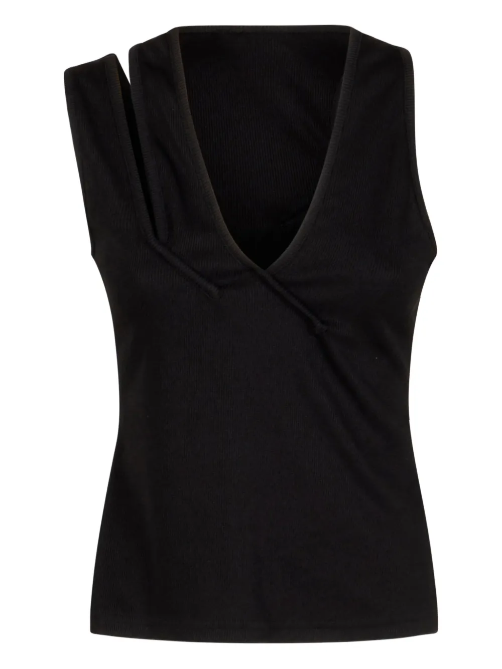 Christopher Esber one-shoulder ribbed top Zwart