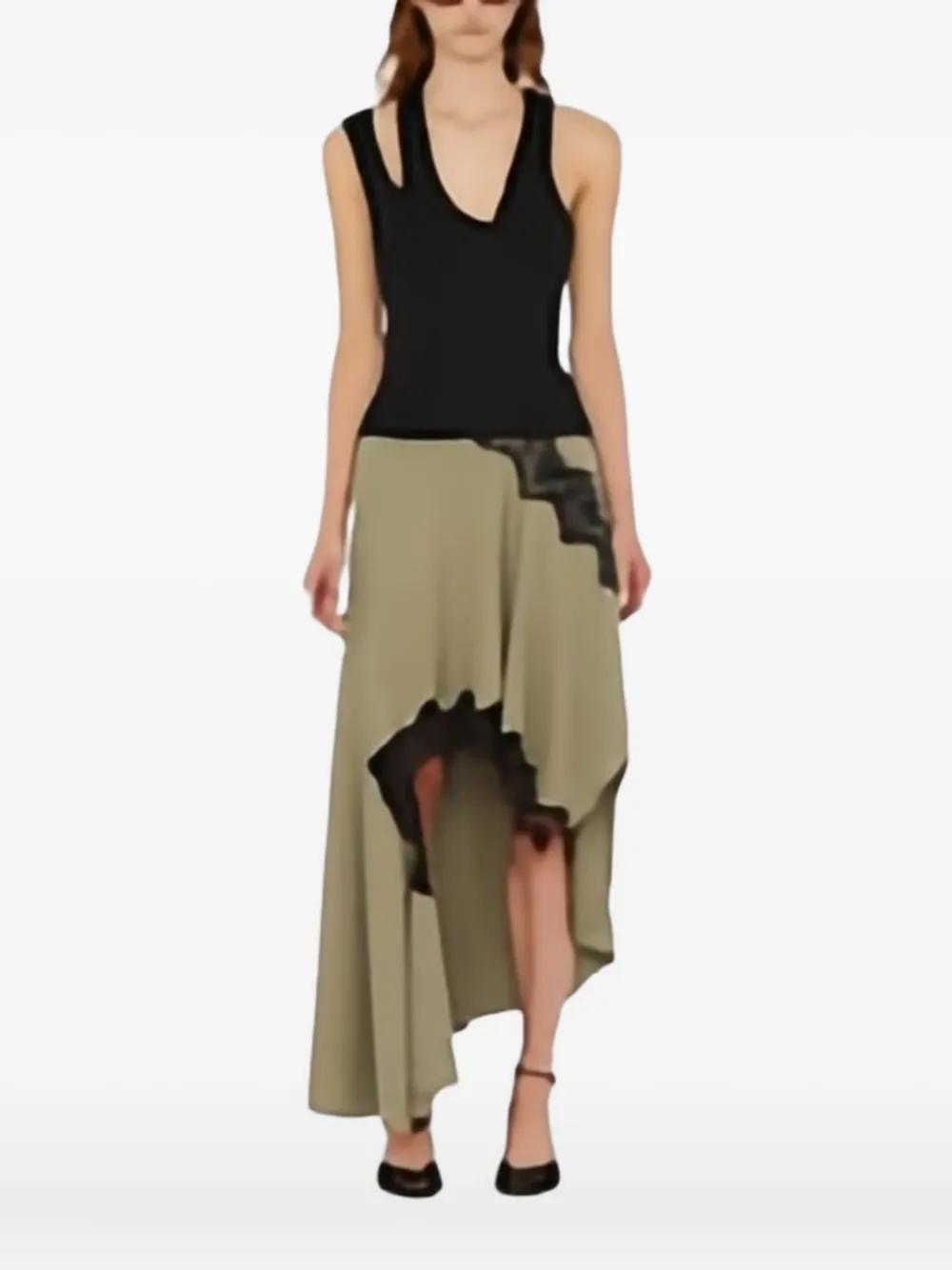 Christopher Esber one-shoulder ribbed top Zwart