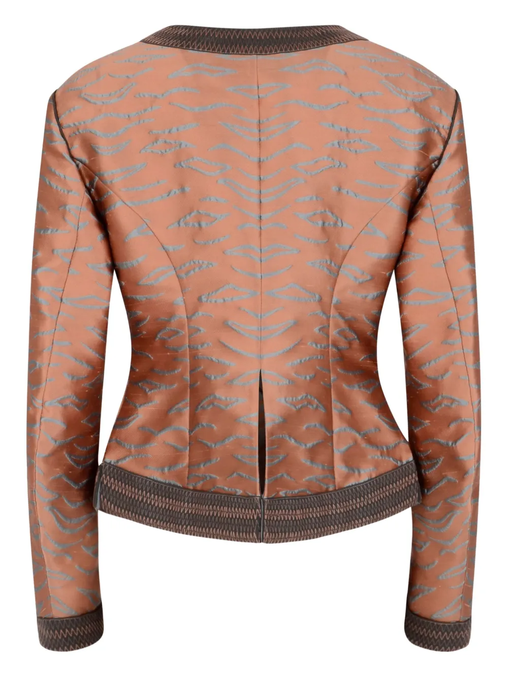 Giorgio Armani Short Jacket In A Jacquard Silk Blend In Brown