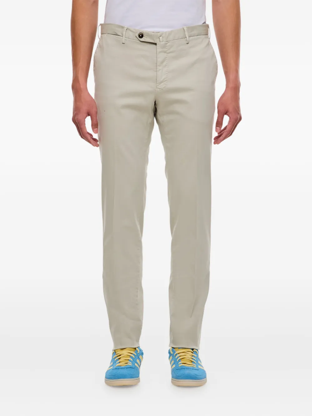 PT Torino flat-front stretch-cotton regular trousers Beige