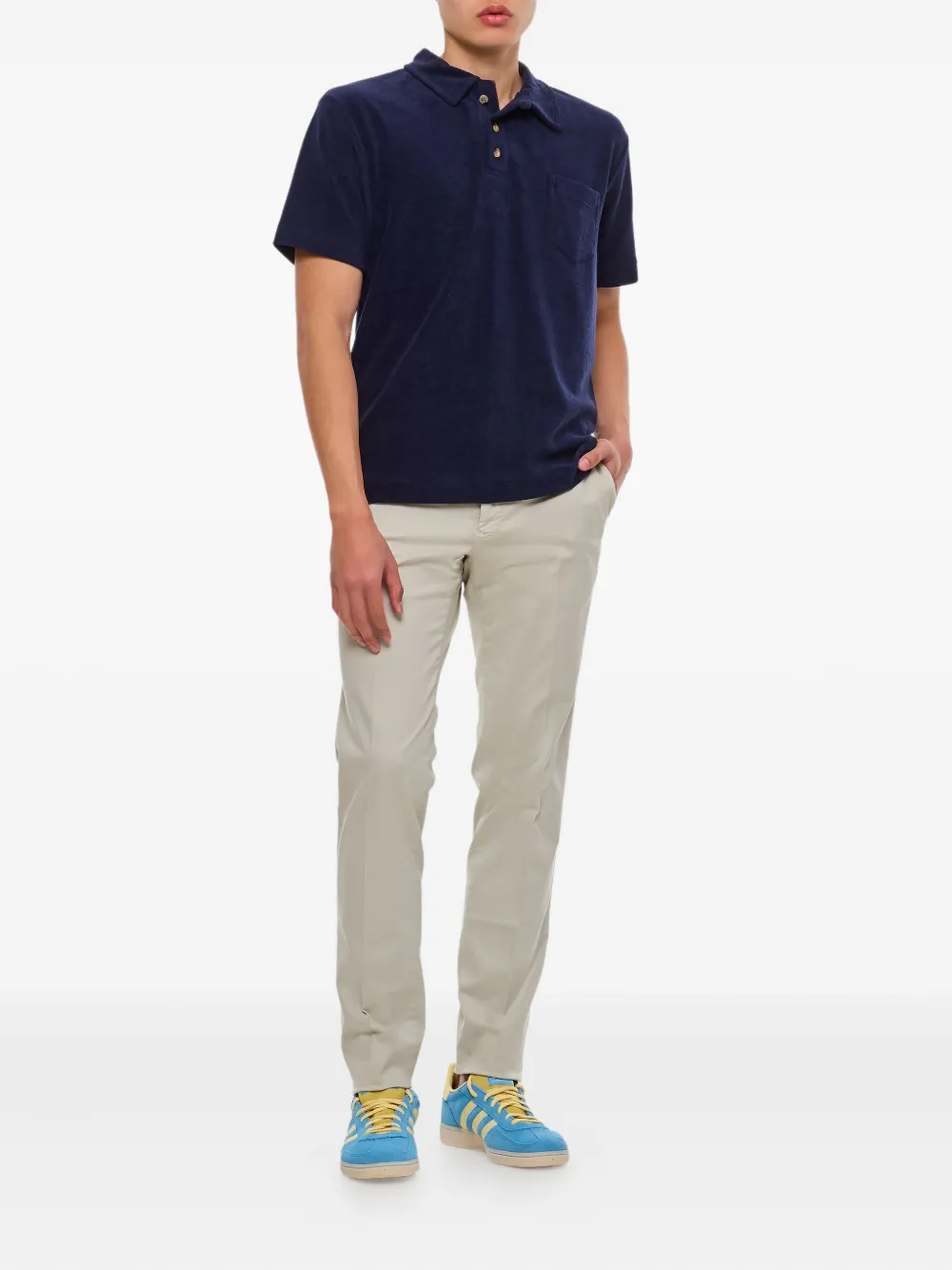 PT Torino flat-front stretch-cotton regular trousers Beige