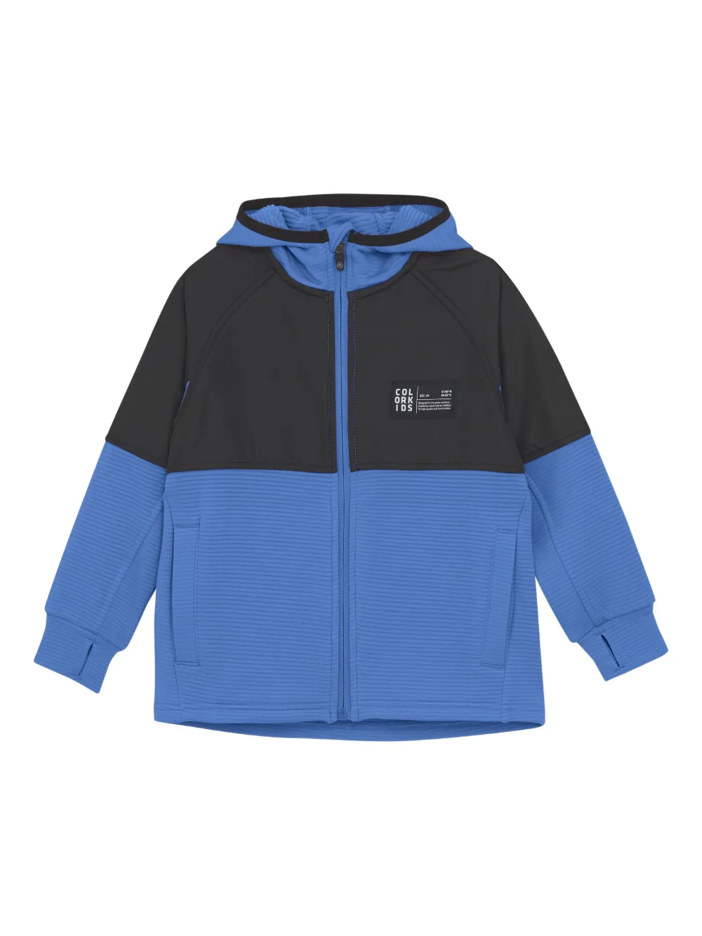 COLOR KIDS フーデッド ジップアップ ジャケット - ブルー COLOR KIDS フーデッド ジップアップ ジャケット - ブルー
