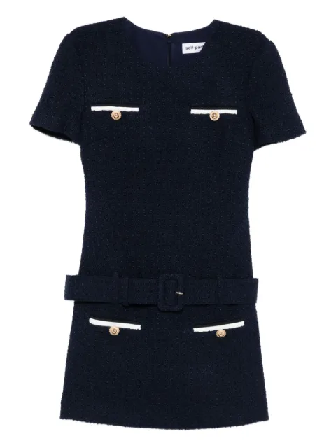Self-Portrait belted tweed mini dress