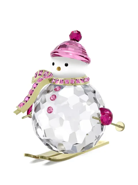 Swarovski Cheers Dulcis Snowman crystal-embellished skiing holiday figurine