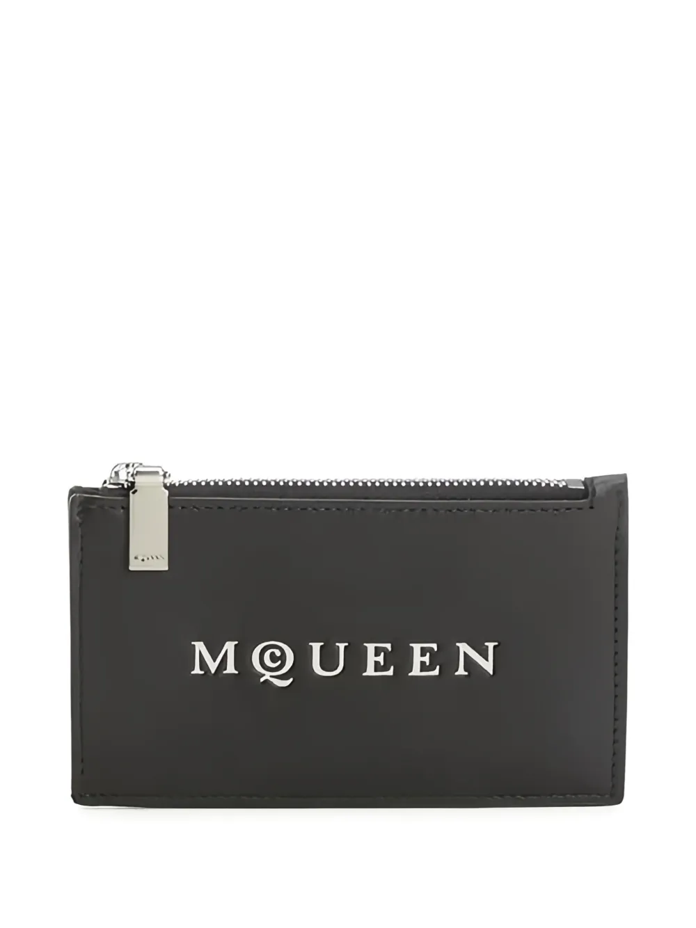 Alexander McQueen Portacarte con logo inciso e zip - Nero