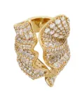 Ferragamo crystal-embellished ruffled ring - Gold