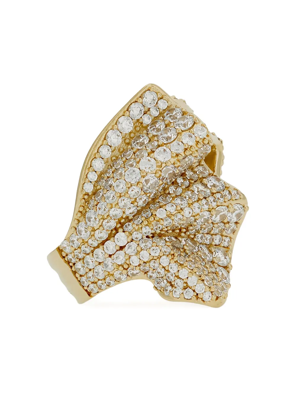 Ferragamo Crystal-embellished Ruffled Ring In Gold