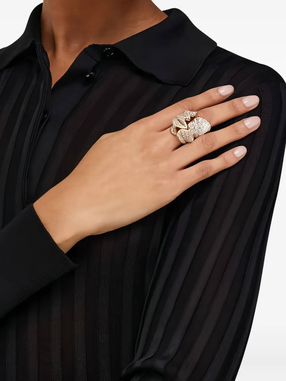 Ferragamo crystal-embellished ruffled ring - Goud
