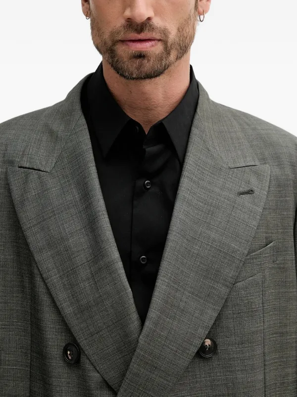 ★イタリア製★ エンポリオ アルマーニ ダブル ヘリンボーン 2プリーツ 灰色 ダブルジップ ブルゾン｜EMPORIO ARMANI エンポリオ アルマーニ