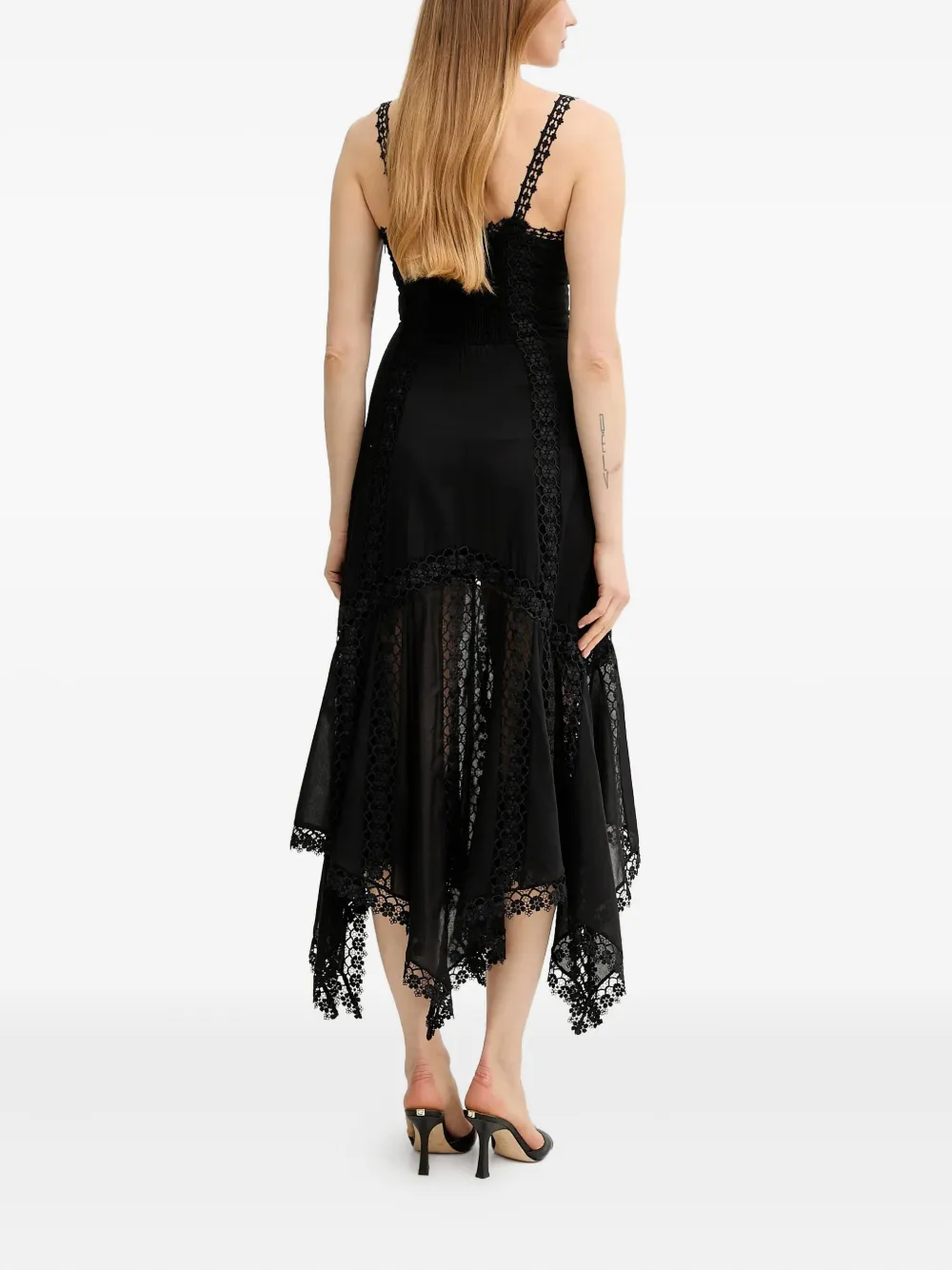 Charo Ruiz Blossel Asymmetrical Midi Dress In Black